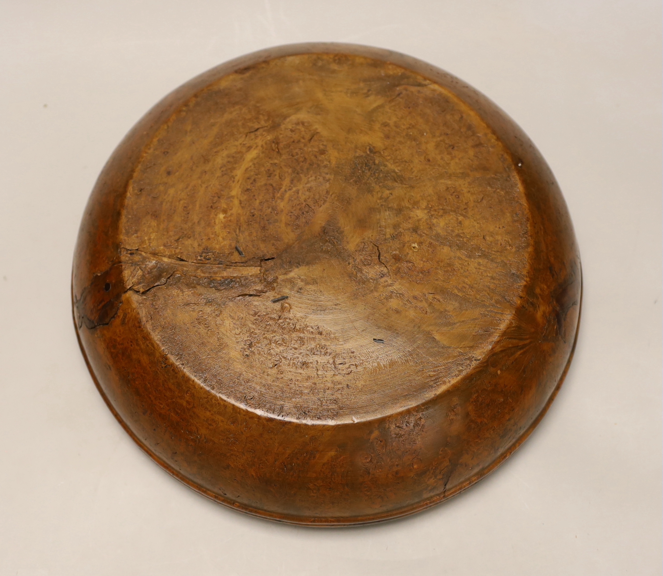 A large turned burr walnut bowl, 32cm diameter